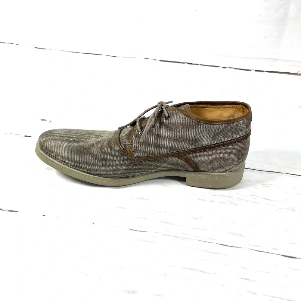 John‎ Varvatos Chukka Boots Mens Size 11.5 Gray Canvas Hand Made Lace Up Shoes